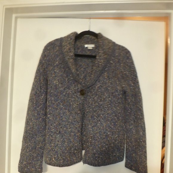 Mohair Blend  1 Button Front Cardigan Sweater Women Purple Knit Sz M - Picture 1 of 13